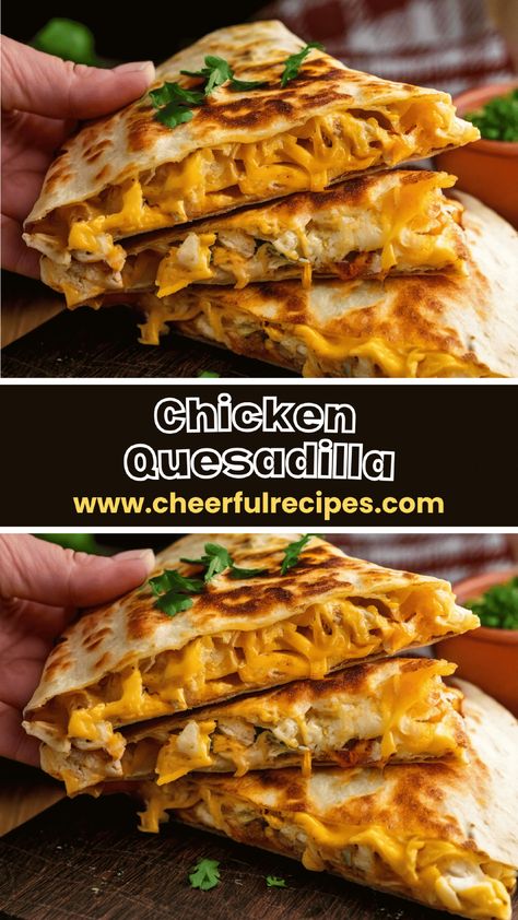 🧀 Craving something cheesy and delicious?

This Chicken Quesadilla is loaded with melty cheese, tender chicken, and tons of flavor! 🌮🔥

Perfect for a quick lunch, snack, or game day treat—these quesadillas are the ultimate comfort food with a twist! 🙌 Quasidilla Recept, Quesilladas Recipe, Chicken Quesadilla Recipe Easy, Best Chicken Quesadilla Recipe, Crab Quesadilla, Quesadilla Chicken, Fajita Quesadilla, Taco Bell Quesadilla, Food With A Twist