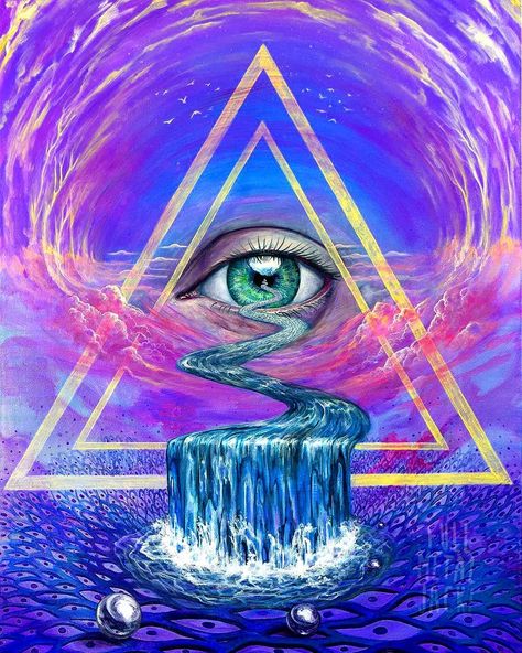 Your emotions flow like water. They can be see through your eyes and can be felt by your aura. Focus on the eyes in an interactions and… Awakening Art, Visionary Art, Third Eye, Psychic, Purple, Water, Blue, Art