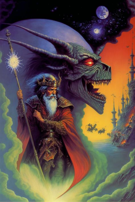 80s Scifi Aesthetic, 90s Fantasy Art, Retro Scifi Art, Dark Medieval Fantasy Art, Vintage Fantasy Art, 70s Fantasy Art, Wizard Fantasy Art, Retro Fantasy Art, Wizard Painting