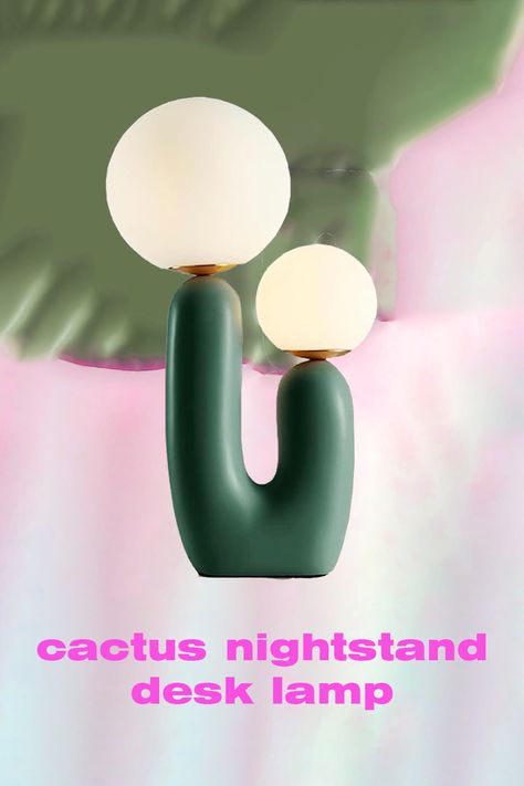 this season i sparkle!!! cute cactus lamp <3 #cactus#lamp #livingroom #light #room #bedroom #decor Cute Nightstand, Cactus Lamp, Bedroom Table Lamp, Nightstand Desk, Light Room, Nordic Living Room, Bedroom Table, Nordic Living, Nightstand Lamp