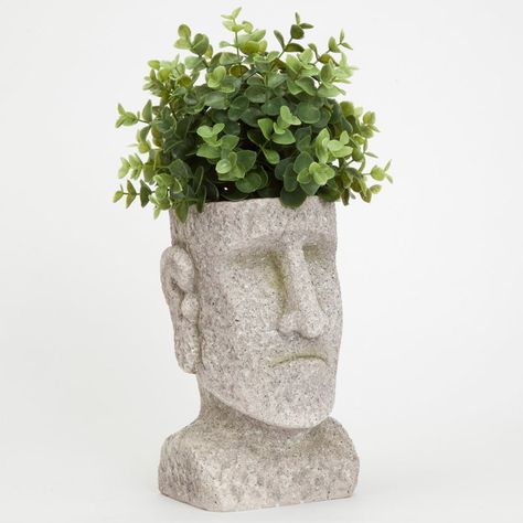 Easter Island Head Statue Planter - The Green Head Easter Island Statues, Easter Island Heads, Fun Planters, Resin Planters, Head Statue, Face Planters, Head Planters, Indoor Outdoor Planter, Easter Island