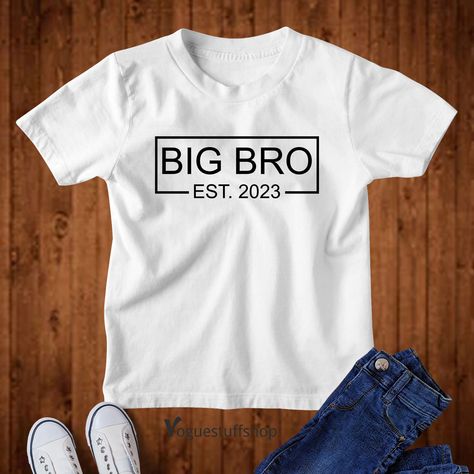 "Big Bro Est 2023 T Shirt Baby Announcement Shirt Big Brother Shirt Big Brother T Shirt Big Bro Shirt Big Brother Gift Tee Sibling Shirts Lovely quality printing on soft cotton tee shirts for all awesome kids and cutest babies. Eco-friendly production method to ensure safe for the environment and recycling is carried out habitually. We will print with love and care on brand new products. All safety measurement guidelines are properly in place. Buy with confidence and we will dispatch your purcha Big Brother T Shirt, Big Bro Shirt, Big Brother Announcement Shirt, Bride Tribe Shirt, Baby Announcement Shirt, Big Brother Announcement, Big Brother Gift, New Big Brother, Big Brother Tshirt