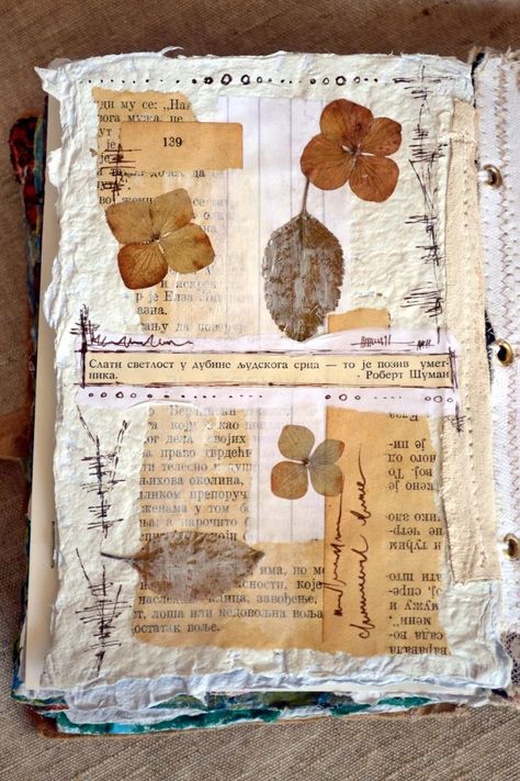 Handmade Paper Journal, Junque Journal, Making Journals, Nature Journals, Kunstjournal Inspiration, Paper Journal, Glue Book, Mixed Media Journal, Fabric Journals