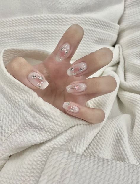 Korea Nail, Unique Nail Art, Asian Nails, Gel Nails Diy, Korean Nails, Minimal Nails, Casual Nails, Blush Nails, Almond Nails Designs