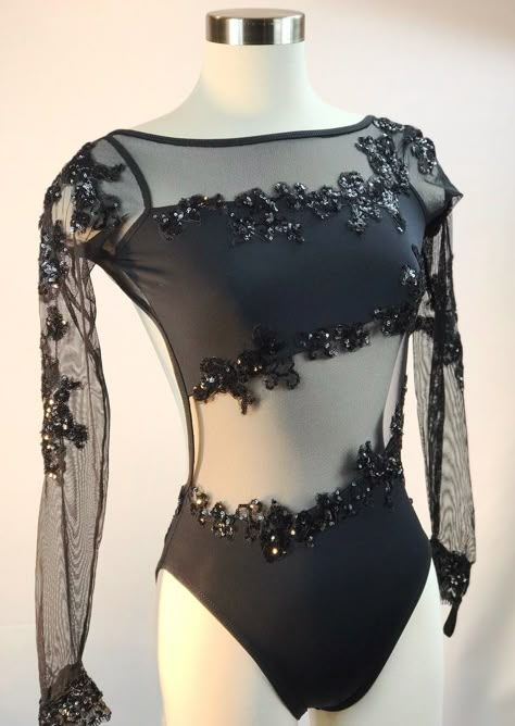 Contemporary Dance Outfits, Black Dance Costumes, Salsa Outfit, Leotard Dance Costume, Danza Latina, Solo Dance Costumes, Modern Dance Costume, Cute Dance Costumes, Pretty Dance Costumes