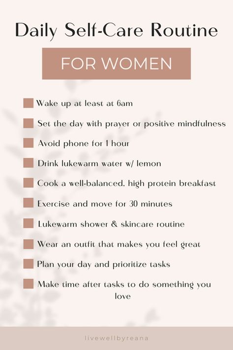 A strategic daily self-care routine for women designed with simple easy steps to put into practice now for a whole renewed sense of well-being and new you! self care routine • holistic self-care • well-being tips • self-care ideas • daily self-care routine Daily Self Care Routine, Daily Routine For Women, Daily Routine Habits, Daily Routine Schedule, Daily Self Care, Daily Routine Planner, Practicing Self Love, Self Care Bullet Journal, Routine Planner