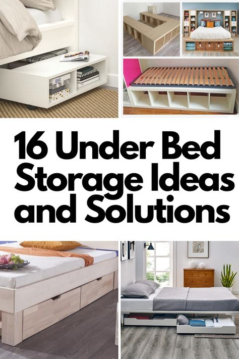 Reclaim valuable space with these 16 genius under bed storage ideas! From rolling drawers and DIY wooden boxes to vacuum-sealed bags and shoe organizers, these solutions are perfect for stashing away clothes, shoes, and toys. Ideal for small spaces or anyone looking to declutter, these ideas turn the hidden area under your bed into a storage powerhouse. Click to explore these smart and stylish storage solutions! Diy Beds With Storage Underneath, Underbed Storage Baskets, Mid Sleeper Storage Ideas, Full Size Bed With Storage Diy, Diy Bed Storage Ideas, Diy Small Bedroom Storage Ideas, Under Bed Shoe Storage Ideas, Box Room Storage Ideas, Storage Beds For Small Rooms