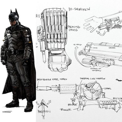 Batman Begins Concept Art, Ssktjl Batman, Batman Gadgets Concept Art, Batman Redesign Concept Art, The Batman Suit, The Batman Concept Art, Batman Suit Concept Art, Batman Suit Concept, Batman Concept Art Suits