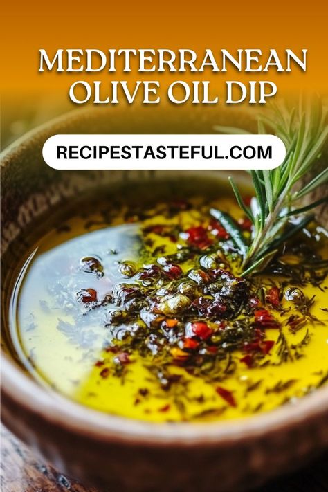 This vibrant Mediterranean olive oil dip brings together savory herbs, zesty lemon, and a hint of spice. It's perfect for pairing with warm, crusty bread for a delicious appetizer or snack! Dipping Oil Recipe, Mediterranean Dip, Olive Oil Dip For Bread, Olive Oil Dip, Olive Dip, Bread Oil, Dipping Oil, Bread Dip, Savory Herb