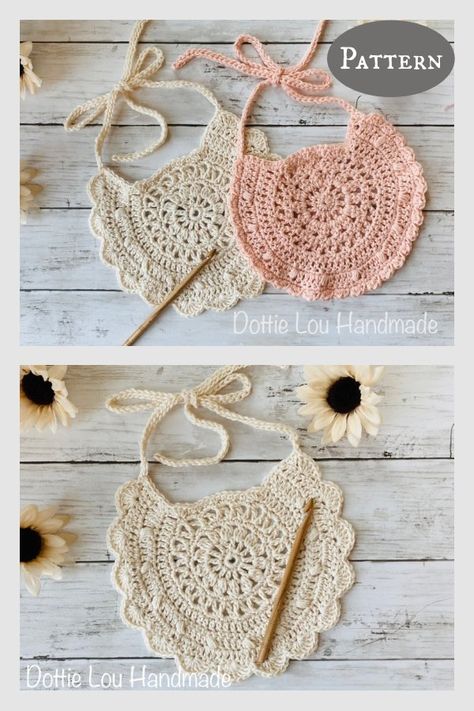 Crochet Baby Shower Gifts, Crochet Hobby, Crochet Baby Projects, Crochet Baby Bibs, Crochet Bib, Crochet Baby Gifts, Baby Bibs Patterns, Craft Crochet, Bib Pattern