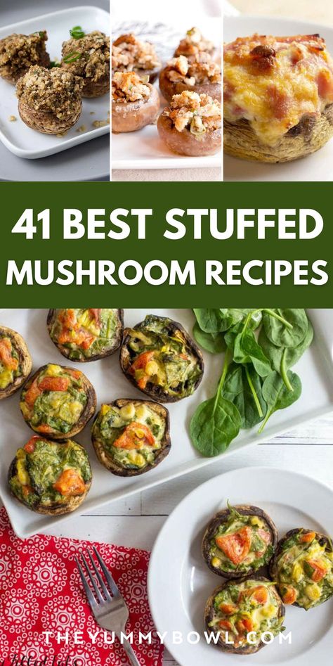 Get inspired with over 40 creative stuffed mushroom ideas! These unique recipes are perfect for impressing your guests. #stuffedmushrooms #recipecollection #appetizers #homemade #mushroomrecipes Sauce For Stuffed Mushrooms, Stuffed Mushrooms Italian, Mexican Stuffed Mushrooms, Vegetable Stuffed Mushrooms, Pioneer Woman Stuffed Mushrooms, Best Stuffed Mushroom Recipes, Ina Garten Stuffed Mushrooms, Stuffed Mushroom Ideas, Stuff Mushrooms Recipes