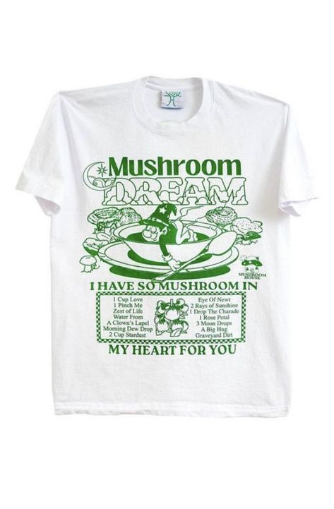 Online Ceramics Shirt, Ceramics Mushroom, Online Ceramics, Graphic Shirt Design, Shirt Design Inspiration, Mushroom Design, Love Spell, Streetwear Aesthetic, Shirt Print Design