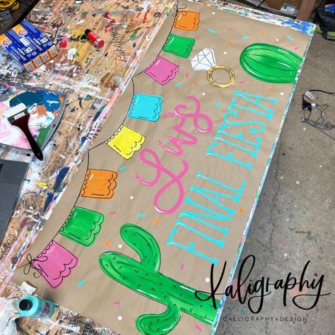 Fiesta Painting, Bday Banner, Painted Banners, Painted Banner, Bar Banner, Ballerina Birthday Parties, Banner Drawing, Fiesta Theme Party, Fiesta Theme