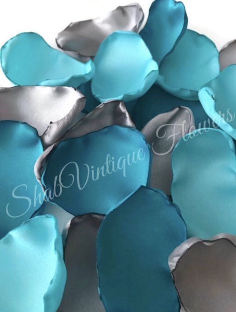 Turquoise, aqua blue, and grey mix flower petals, rose petals, table decor, flower girl petals, alternative wedding, bridal shower decor #wedding #bridetobe #bridal #weddingplanner #etsy #weddingdecor #etsyfinds #tabledecor #etsyweddings #partyplanner #weddingdecorations #springwedding #summerwedding #confetti #etsywedding #fallwedding #winterwedding #bridalshowerdecor #babyshowerdecor #partydecor #weddingdetails #weddingceremony #craftychaching #shopsmall #weddinginspiration #weddingflowers #we Rose Petals Table Decor, Winter Christmas Wedding, Flower Girl Petals, Bridal Honeymoon, Wedding Accesories, Wedding Color Trends, Bridal Shower Tables, Gold Wedding Decorations, Teal Wedding