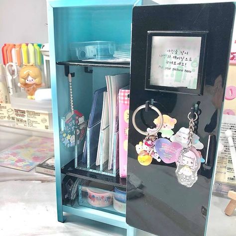 Etude House Mini Locker - Etsy UK Mini Locker Kpop, Photocard Toploader, Mini Locker, Locker Desk, Mini Room, Desk Display, Etude House, Room Inspo, Lockers