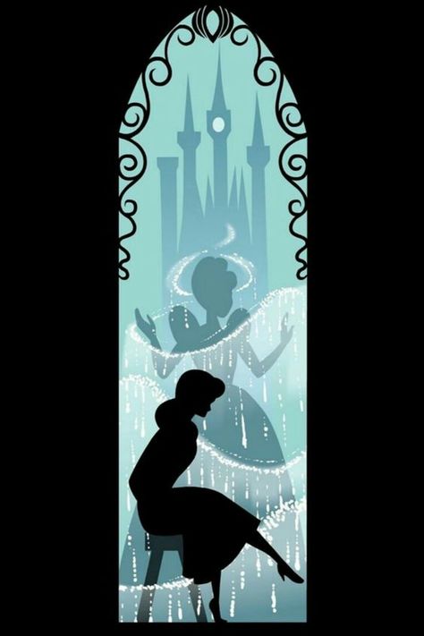 Cinderella Wallpaper, Cinderella Art, Deco Disney, Disney Canvas Art, Disney Silhouette, Disney Silhouettes, Disney Paintings, Disney Princess Artwork, Cinderella Disney