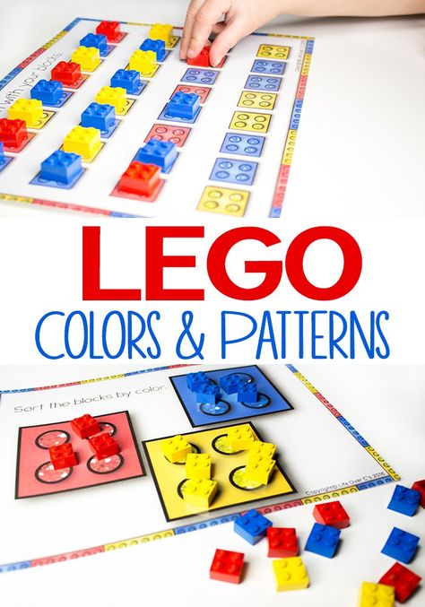 LEGO Printable Color and Sorting Mats for Preschoolers:  Perfect for classifying, sorting, and patterning! Lego Printables, Lego Math, Toddler Math, Math Patterns, Pattern Activities, Free Lego, Algebraic Thinking, Preschool Colors, Lego Activities