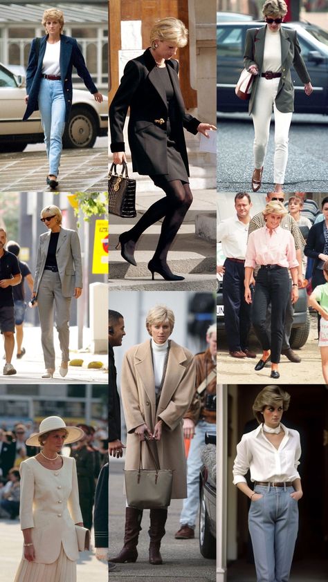 Diana Outfit Aesthetic, Princess Diana Looks, Princess Diana Fall Outfits, Princess Diana Style Classy, Princess Diana Winter Outfits, Princess Diana Outfits Style Icons, Princess Diana Aesthetic Outfits, Princess Diana Capsule Wardrobe, Lady Diana Style Outfits