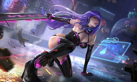 ArtStation - cyberpunk, qing xiao Neptunia Iris Heart, Hyperdimension Neptunia Iris Heart, Iris Heart Hyperdimension, Iris Heart, Hyperdimension Neptunia, Follow The Leader, Korean Art, Art Website, Painting Illustration