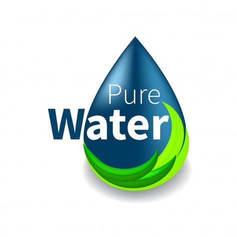 Pure water logo. blue drop symbol and ec... | Premium Vector #Freepik #vector #logo #business #label #abstract Water Bottle Logo Design, Water Logo Ideas, Water Logo Design Ideas, Bottled Water Logo, Water Slogans, Water Bottle Logos, Herbal Water, Plumbing Logo Design, Save Water Poster