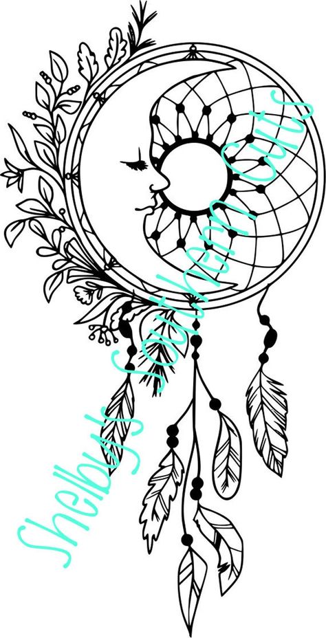 Sun & Moon Dreamcatcher SVG | Etsy Atrapasueños Tattoo, Dream Catcher Drawing, Dream Catcher Mandala, Koi Fish Drawing, Moon Dreamcatcher, Tattoos For Women Half Sleeve, Dream Catcher Tattoo, Coloring Pages For Adults, Nature Tattoos