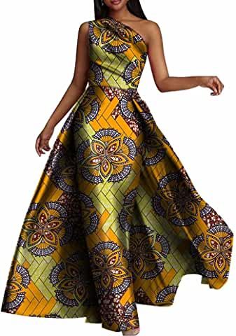 Amazon.com: african print fashion - International Shipping Eligible: Clothing, Shoes & Jewelry Dress One Shoulder Long, African Print Maxi Dress, Dashiki Dress, African Prom Dresses, Dress One Shoulder, African Print Dresses, African Fashion Women, African Clothing Styles, African Design Dresses