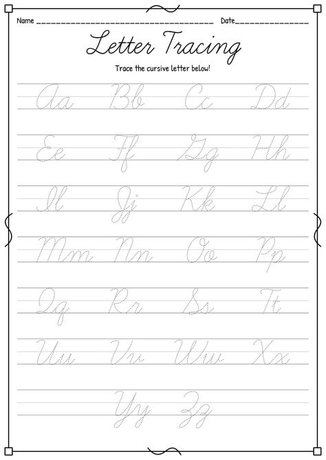 Cursive Letters Tracing Worksheets Cursive Tracing Free Printable, Cursive Tracing, Cursive Practice Sheets, Learn Cursive, Cursive Letters Worksheet, Learn To Write Cursive, Free Cursive Fonts, Cursive Writing Practice Sheets, Cursive Worksheets