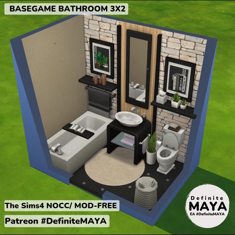 Sims 4 Basegame Bathroom, Sims 4 Bathroom Base Game, Sims 4 Bathroom Ideas Base Game, Sims 4 Base Game Room Ideas, Sims 4 House Plans, Sims 4 House Building, Build Plans, Sims Ideas, Sims 4 House Design