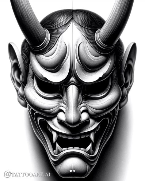 Rafa Tattoo, Hannya Maske Tattoo, Mascara Hannya, Hanya Mask Tattoo, Mask Tattoos, Hannya Maske, Samurai Mask Tattoo, Ninja Tattoo, Mascara Oni