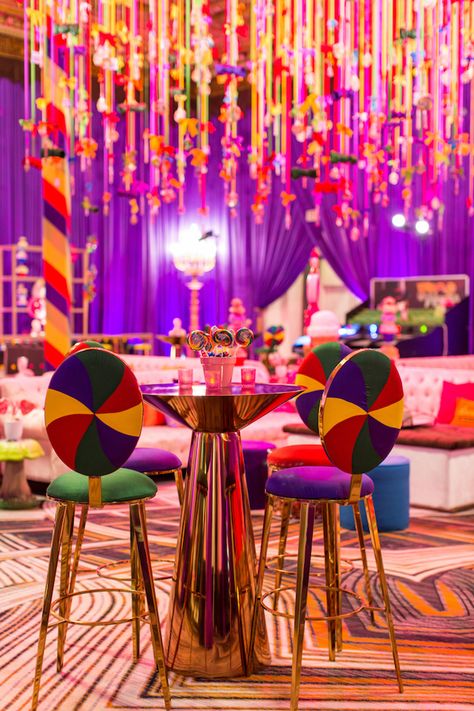 Modern High Chair, High Back Bar Stools, Candyland Theme, Candy Room, High Bar Stools, Hotel Party, Candy Land Theme, Corporate Party, Candyland Decorations