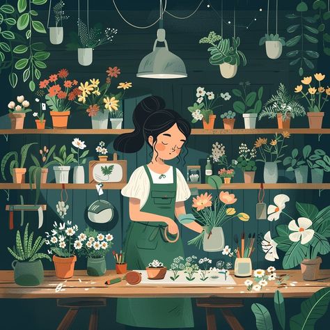 Florist shop in vector Flower Shop Illustration, Florist Illustration, Flower Shop Interiors, Shop Illustration, Florist Shop, House Drawing, Digital Illustrations, Flower Illustration, Christmas 2024