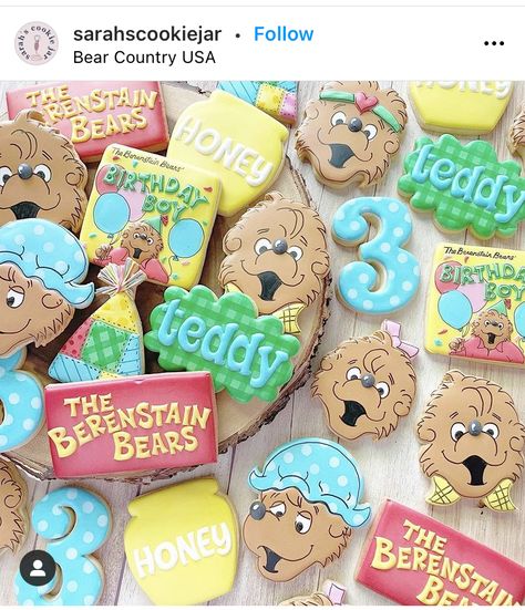 Berenstain Bears Party, 3rd Birthday Boys, Teddy Bear Birthday, Bear Birthday Party, Berenstain Bears, Bear Cookies, Simple Baby Shower, Bear Party, Bear Birthday