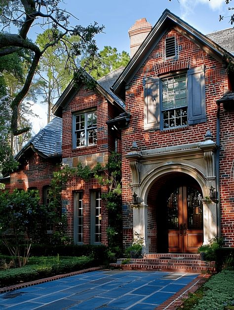 What Color Pavers Go With Red Brick House? Brick And Shingle House Exterior, Red Brick With Black Roof, Red Brick House With Grey Siding, Red Brick With Green Trim, White Washed Red Brick Exterior, Red Brick House Exterior With Siding, Brick Traditional Exterior, Covering Brick Exterior, Brick Two Story House Exterior