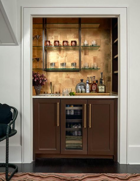 Mary Beth Wagner Interior Design| Nathan Schroder Photography - bar, wet bar, closet to bar Closet Into Bar, Wet Bar Designs, Pantry Inspiration, Den Decor, Bio Happy, Bar Inspiration, Beverage Center, Butler Pantry, Wet Bars