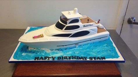 Yacht cake Yacht Cake, Nautical Cakes, Boat Cake, Yacht Rock, 40th Cake, Nautical Cake, Decorator Frosting, Sea Cakes, Fathers Day Cake