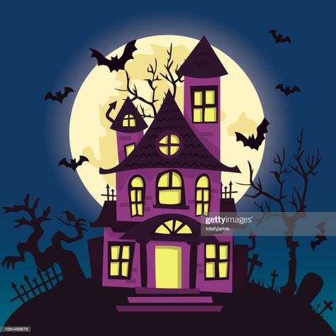 stock illustration : Cartoon Creepy Haunted House Halloween Night Cartoon Haunted House, Haunted House Clipart, Creepy Haunted House, Haunted House Drawing, Halloween Party Design, Halloween Social, Halloween Crafts Preschool, Haunted House Halloween, Kids Canvas Art