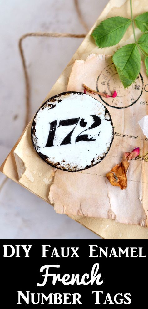 Learn how to make these fabulous DIY Faux Enamel French Number Tags with Diana Dreamsfactory! These charming tags can be added to Home Decor Accents, Mixed Media Projects, Junk Journals etc. Gorgeous! Gel Medium Transfer, Faux Metal, Dekor Diy, Fabulous Diy, Number Tags, Graphics Fairy, Gel Medium, Diy Tags, Diy Crafts To Do