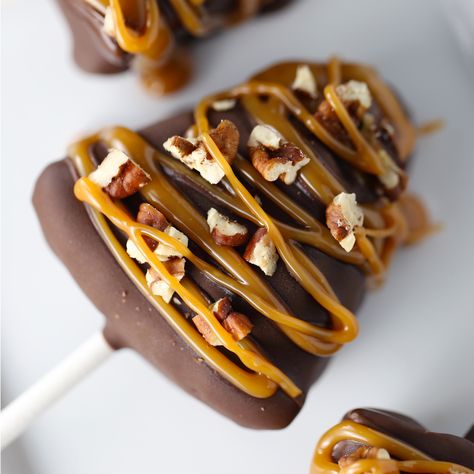 Chocolate Turtle Cheesecake, Cheesecake On A Stick, Turtle Dessert, Chocolate Caramel Cheesecake, Turtle Cheesecake Recipes, Chocolate Turtle, Cheesecake Pops, Food Truck Menu, Turtle Cheesecake