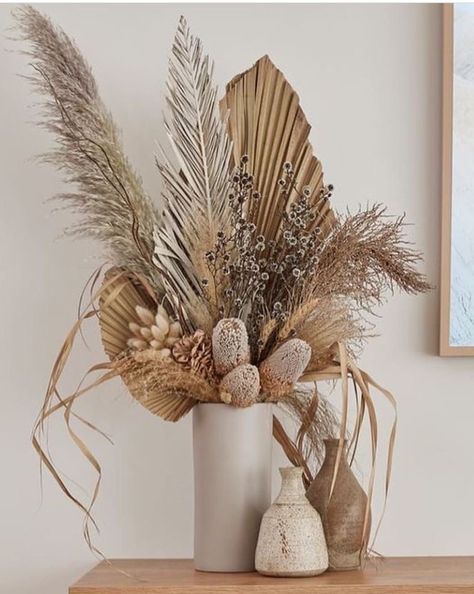 Dried Decor, Palm Leaf Decor, Dried Plants, Grass Decor, Deco Boheme, White Vase, Deco Floral, Dried Floral, Dried Flower Bouquet