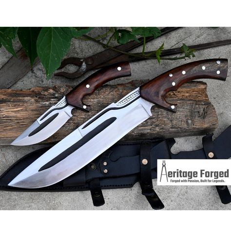 BOWIE KNIFE / 11 inches long Blade Hunting knife / Hand forged knife / Made from Leaf spring of truck / Tempered / Sharpen/ Ready to use Tactical Swords, Hand Forged Knife, Survival Skills Life Hacks, Forged Knife, Bowie Knife, Spring Steel, Beautiful Flowers Wallpapers, Cool Knives, Hunting Knife