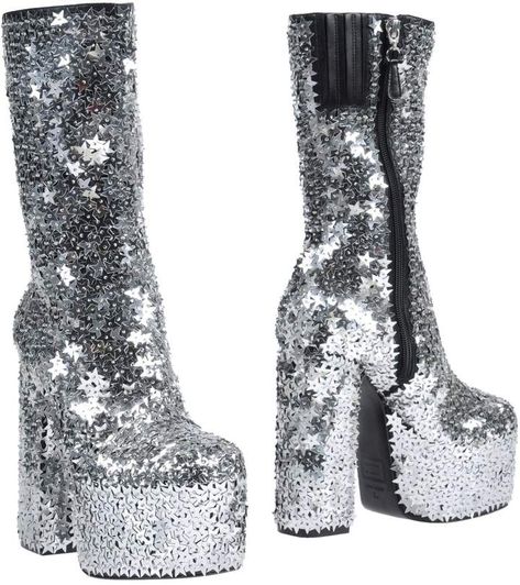 DSQUARED2 Ankle boots. sequined, solid color, zip, round toeline, square heel, covered heel, leather lining, leather sole, contains non-textile parts of animal origin. Soft Leather. Platform boots. Seventis 70's.#boots #womensfashion #shoesoftheday   #shoelover #shoesaddict #womensfashion #womens #heels #highheels #platforms Dsquared2 Shoes, Sequin Boots, Catty Noir, Perfect Heels, Boots Ankle, Dream Shoes, Pretty Shoes, Stage Outfits, Kpop Outfits