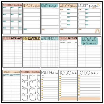 Boho Editable Teacher Planner 2024 - 2025 - Printable & Digital Teacher Binder kidsdailyplanner #plannertemplates Teacher Daily Planner Template, Teacher Wishlist, Homeschool Student Planner, Nature Classroom, Drawing Planner, Editable Teacher Planner, Math Binder, Student Weekly Planner, Boho Teacher