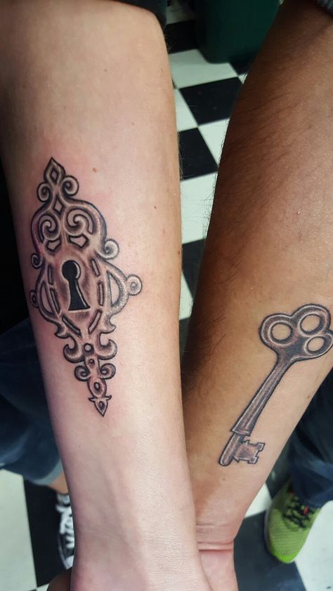 Tattoo, Key and Lock, Couples Tattoo Lock And Key Tattoo Designs, Lock And Key Tattoo, Lock Key Tattoos, Tattoo Key, Keyhole Tattoo, Married Couple Tattoos, Key Tattoo Designs, Lock Tattoo, Maching Tattoos