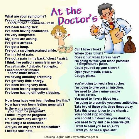 Learning what to say when at the doctors English lesson Esl Vocabulary, Conversational English, English Vocab, English Language Teaching, English Idioms, Grammar And Vocabulary, English As A Second Language, Learn English Vocabulary, English Language Learning