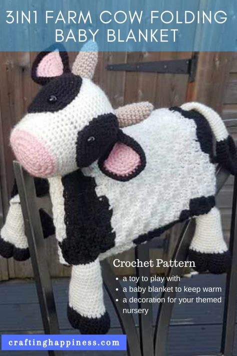 Cow Baby Blanket, Corner To Corner Crochet Blanket, Crocheted Cow Pattern, Cow Toys, Corner To Corner Crochet, Happy Cow, Farm Cow, Animal Blanket, Crochet Cow