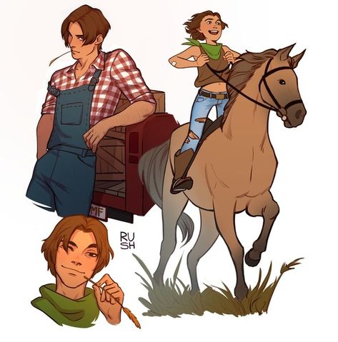 Baby McCree? Anime Farmer Character Design, Farm Character Design, Farmer Oc Male, Farmer Oc, Farm Reference, Cowboy Character Design, Mccree Overwatch, Hairstyles For Characters, Drawing Hairstyles