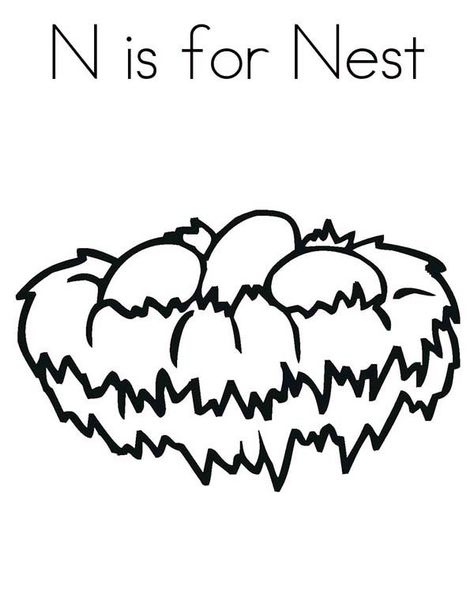 Bird Nest, : N is for Bird Nest Coloring Pages N For Nest, Fall Classroom Decorations Ideas, Learning Letters Preschool, Frozen Coloring Pages, Fall Classroom Decorations, Twisty Noodle, Alphabet Songs, Kitty Coloring, Alphabet Crafts