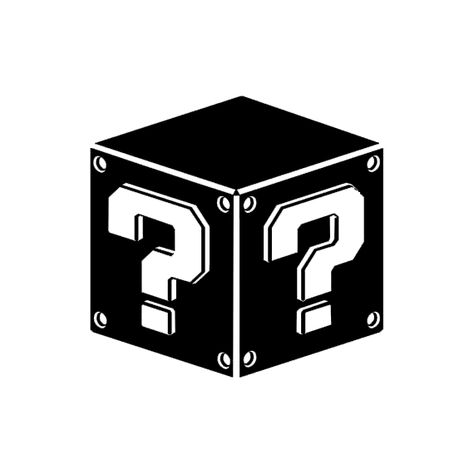 Mario Question Block, Super Mario, Mario, Gaming Logos, ? Logo, Quick Saves, Black, Logos