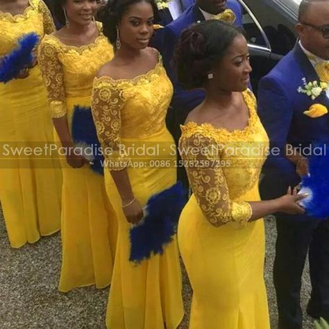 Gold Dresses For Bridesmaids, Gorgeous Bridesmaid Dresses Classy, Braids Maid Dresses Bridesmaid, Lobola Outfits Bridesmaids, Off Shoulder Lace Gown, Party Bride Dress, Lobola Outfits, Bridegroom Outfits, Bridesmaid Dresses Yellow