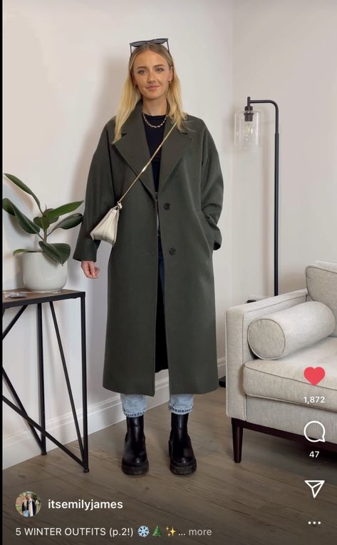 Green Pea Coat Outfit, Olive Coat Outfit Winter, Green Long Coat Outfit Winter, Oversized Green Coat Outfit, Oversized Trendy Winter Pea Coat, Dark Green Coat Outfit Winter, Green Wool Coat Outfit, Gray Coat Outfit Winter Style, Disneyland December